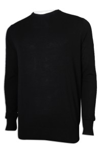 JUM053 訂製黑色圓領毛衣 100%棉 毛衫製造商